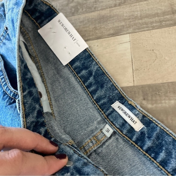 We Wore What Danielle High Rise Straight Leg Distressed Jeans Size 31 NWT EB - Picture 15 of 16